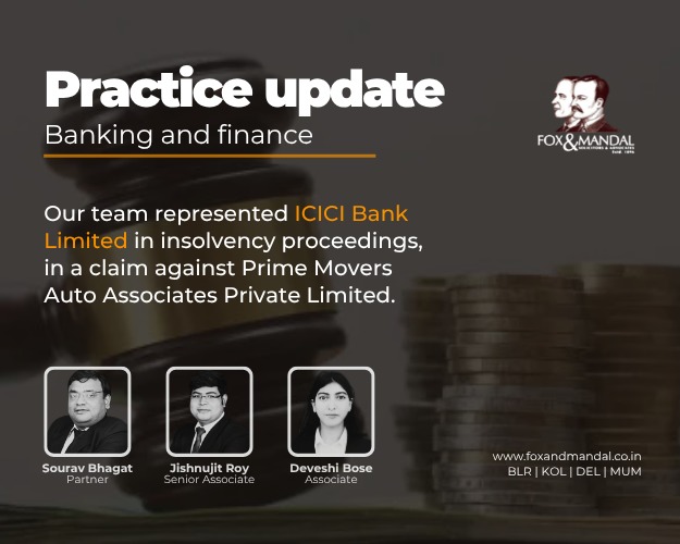 Our team represented ICICI Bank in insolvency